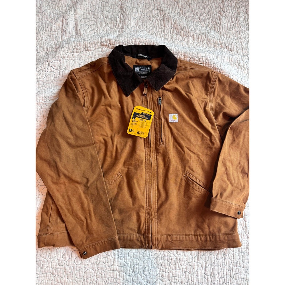 Carhartt Womens Rugged Flex Canvas Detroit Jacket Brown Large Loose Fit